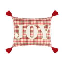 Levtex Home Home For Christmas Joy Plaid Tasseled Throw Pillow