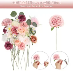 Artificial Flowers Roses Combo Box Set Silk Mix Faux Flowers Fake Flowers With Stems -Home Decor Shop 7061006 ALT2