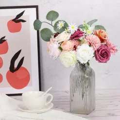 Artificial Flowers Roses Combo Box Set Silk Mix Faux Flowers Fake Flowers With Stems -Home Decor Shop 7061006 ALT3