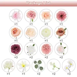 Artificial Flowers Roses Combo Box Set Silk Mix Faux Flowers Fake Flowers With Stems -Home Decor Shop 7061006 ALT4