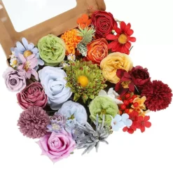 Artificial Flowers Roses Combo Box Set Silk Mix Faux Flowers Fake Flowers With Stems -Home Decor Shop 7061006 Colorful