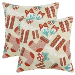 2 Pcs Printed Throw Pillow Covers Velvet Cushion Covers For Sofa Chair Couch 18 X 18 Inch