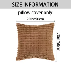 2pcs Checked Faux Fur Plush Throw Pillow Covers Solid Soft Fuzzy Cozy Pillowcases 20"x20" -Home Decor Shop 7073566 ALT4