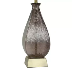 Grey Dimpled Table Lamp With White Lamp Shade -Home Decor Shop 7121179 ALT2