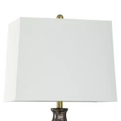 Grey Dimpled Table Lamp With White Lamp Shade -Home Decor Shop 7121179 ALT50