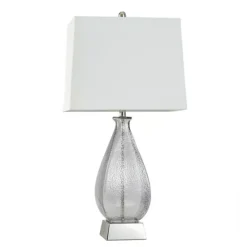 Grey Dimpled Table Lamp With White Lamp Shade -Home Decor Shop 7121179 ALT7