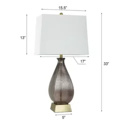 Grey Dimpled Table Lamp With White Lamp Shade -Home Decor Shop 7121179 ALT70