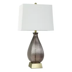Grey Dimpled Table Lamp With White Lamp Shade -Home Decor Shop 7121179 ALT8