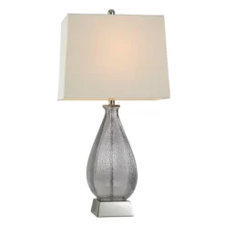 Grey Dimpled Table Lamp With White Lamp Shade -Home Decor Shop 7121179 Smoke Gray 1