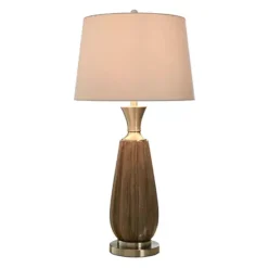 Roanoke Brown Table Lamp With Cream Lamp Shade