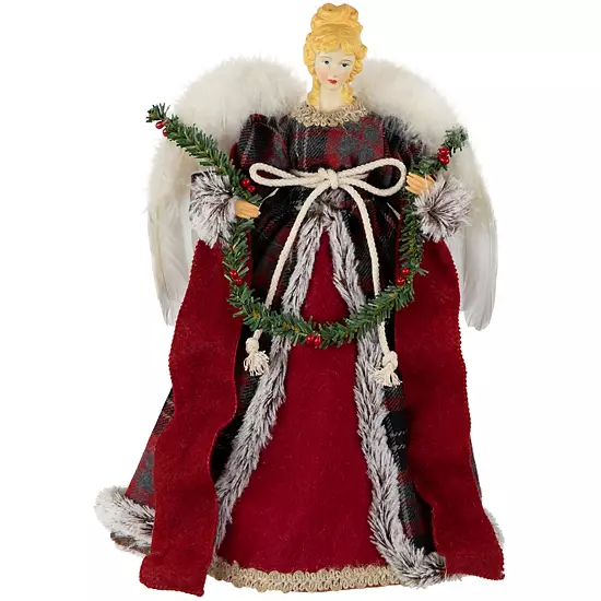 Northlight 16-in. Red & Plaid Angel Christmas Tree Topper 1 Northlight 16-in. Red & Plaid Angel Christmas Tree Topper
