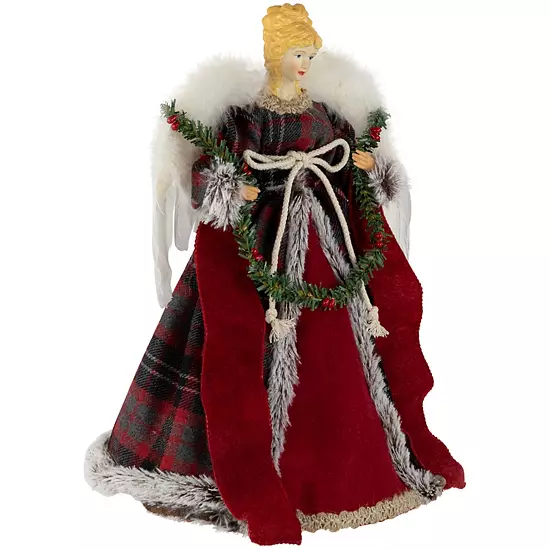 Northlight 16-in. Red & Plaid Angel Christmas Tree Topper 4 Northlight 16-in. Red & Plaid Angel Christmas Tree Topper - Image 4