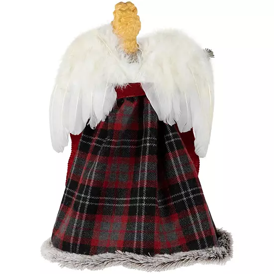 Northlight 16-in. Red & Plaid Angel Christmas Tree Topper 5 Northlight 16-in. Red & Plaid Angel Christmas Tree Topper - Image 5