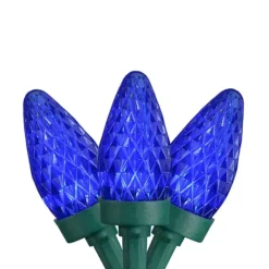 Northlight 50-Count Faceted Blue LED C7 20.25-ft. Green Wire Christmas Lights