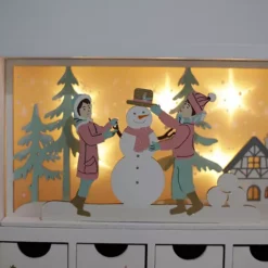 Polar Elegance Wooden Advent Calendar Book With Led Lighting For Adults Winter Scene Fillable Drawer -Home Decor Shop 7159562 ALT2