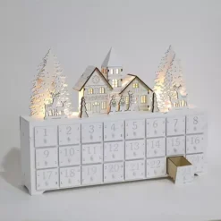 Polar Elegance Wooden Advent Calendar House With Drawers, 14.8" Reusable Advent Calendar With Lights -Home Decor Shop 7159567 ALT3