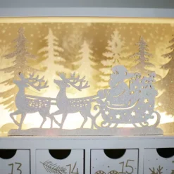 Polar Elegance Wooden Christmas Advent Calendar Book With Led-lit Winter Forest Scene - 24 Drawers -Home Decor Shop 7159577 ALT3