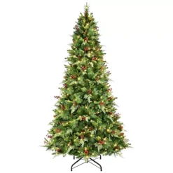 Puleo International Inc. 7.5-ft. Pre-Lit Albany Spruce Adorned Artificial Christmas Tree