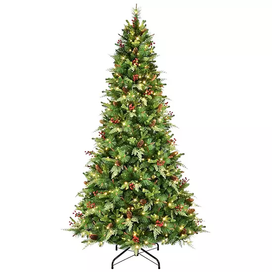 Puleo International Inc. 7.5-ft. Pre-Lit Albany Spruce Adorned Artificial Christmas Tree 1 Puleo International Inc. 7.5-ft. Pre-Lit Albany Spruce Adorned Artificial Christmas Tree