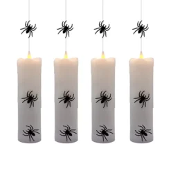 LumaBase Luminarias Battery Operated Hanging Pillar Candles With Spiders 4-pk.