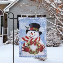 Northlight Snowman With Wreath Outdoor Christmas Garden Flag -Home Decor Shop 7232190 ALT