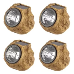 Pure Garden Outdoor Solar LED Rock Lights 4-Pack
