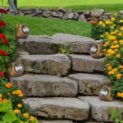 Pure Garden Outdoor Solar LED Rock Lights 4-Pack -Home Decor Shop 7260900 ALT3