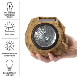 Pure Garden Outdoor Solar LED Rock Lights 4-Pack -Home Decor Shop 7260900 ALT4