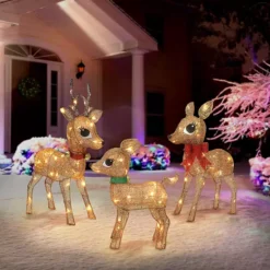 Puleo International Lighted Outdoor Wire Frame Deer 3-piece Set -Home Decor Shop 7292371 ALT11