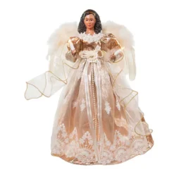 Kurt Adler 16-Inch White/Rose Gold Black Angel Tree Topper