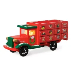 Glitzhome 15"H Wooden Christmas Truck Countdown, Advent Calendar For The Holidays Table Decoration