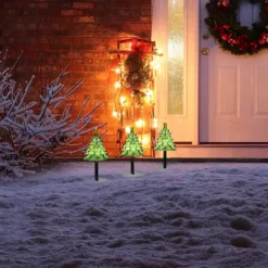 Mr Christmas 9-in. Pre-Lit Blow Mold Pathway Trees 3-piece Set -Home Decor Shop 7378878 ALT