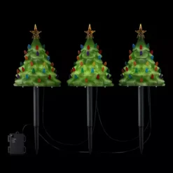 Mr Christmas 9-in. Pre-Lit Blow Mold Pathway Trees 3-piece Set -Home Decor Shop 7378878 ALT2