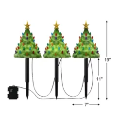 Mr Christmas 9-in. Pre-Lit Blow Mold Pathway Trees 3-piece Set -Home Decor Shop 7378878 ALT3