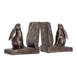 Storied Home Decorative Rustic Resin Rabbit Bookends 2-piece Set