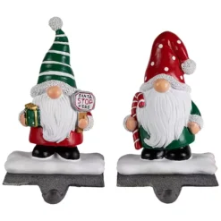 Northlight Santa Gnomes Christmas Stocking Holders - 6.25" - Set Of 2