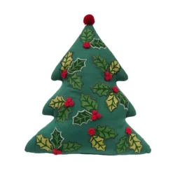 C&F Home Holly Christmas Tree Shaped Throw Pillow