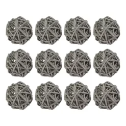 12 Pcs Wicker Rattan Balls 1.2In For Vase Fillers Party Decorative -Home Decor Shop 7415982 Grey