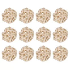 12 Pcs Wicker Rattan Balls 1.2In For Vase Fillers Party Decorative -Home Decor Shop 7415982 Natural Color