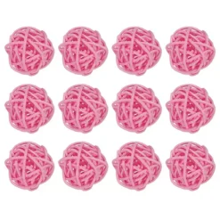 12 Pcs Wicker Rattan Balls 1.2In For Vase Fillers Party Decorative -Home Decor Shop 7415982 Pink