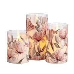Mikasa 3 Pc. LED Waxed Filled Glass Votives Candle Set