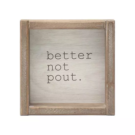 Parisloft Better Not Pout Rustic Wood Framed Square Christmas Tabletop Sign, 5.8"x5.8" 2 Parisloft Better Not Pout Rustic Wood Framed Square Christmas Tabletop Sign, 5.8"x5.8" - Image 2