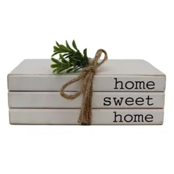 Parisloft Home Sweet Home Farmhouse Wood Book Decor, White, 4.75 X 3 X 7.125 Inches