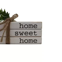 Parisloft Home Sweet Home Farmhouse Wood Book Decor, White, 4.75 X 3 X 7.125 Inches -Home Decor Shop 7457554 ALT2
