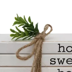 Parisloft Home Sweet Home Farmhouse Wood Book Decor, White, 4.75 X 3 X 7.125 Inches -Home Decor Shop 7457554 ALT3