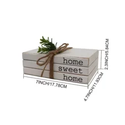 Parisloft Home Sweet Home Farmhouse Wood Book Decor, White, 4.75 X 3 X 7.125 Inches -Home Decor Shop 7457554 ALT4