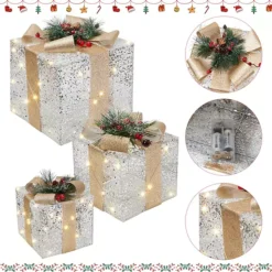 Set Of 3 Christmas Lighted Gift Boxes -Home Decor Shop 7483088 ALT