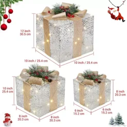 Set Of 3 Christmas Lighted Gift Boxes -Home Decor Shop 7483088 ALT2
