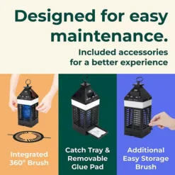 Techko Solar Bug Zapper Lantern With 360º Easy-Clean Brush -Home Decor Shop 7536361 ALT6