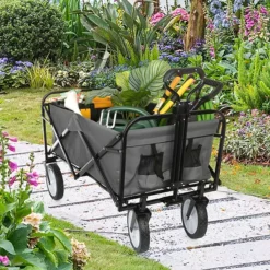 Pure Garden Gray Collapsible Wagon Folding Cart -Home Decor Shop 7538883 ALT11